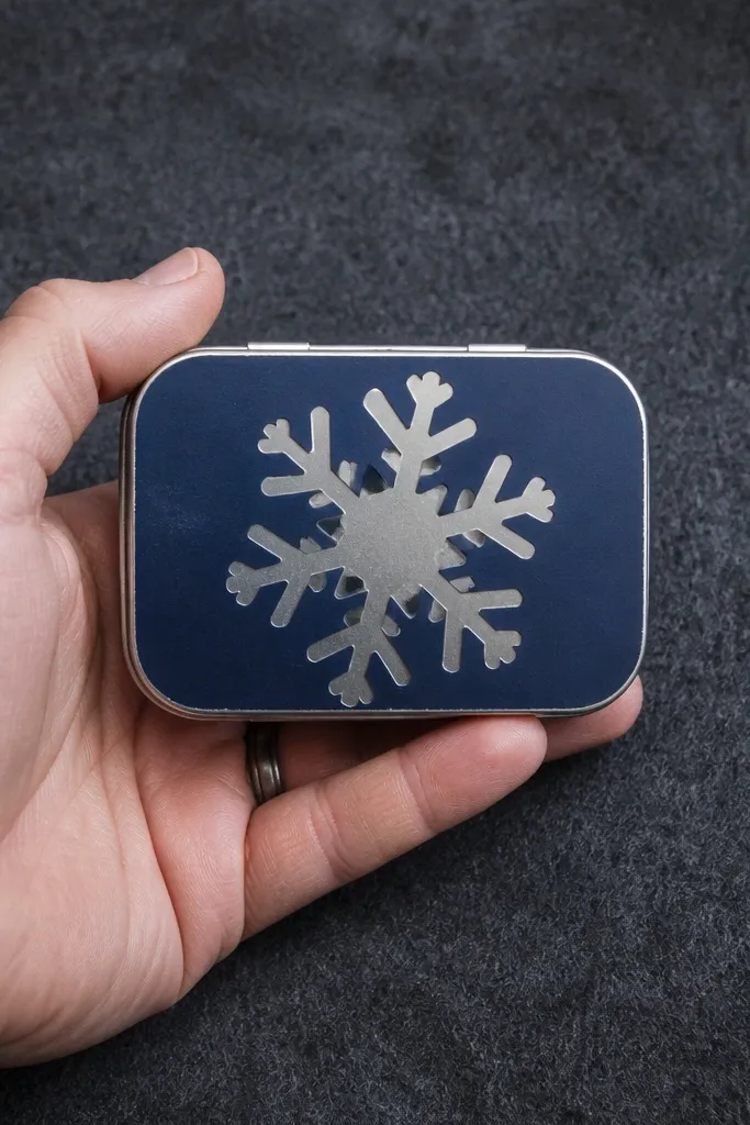 Snowflake stencil sticker with negative space shaped like a snowflake
