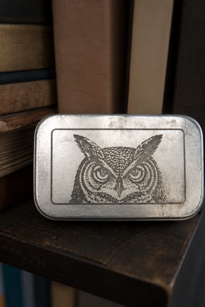 Monochrome line art animal face with a thin rectangular frame