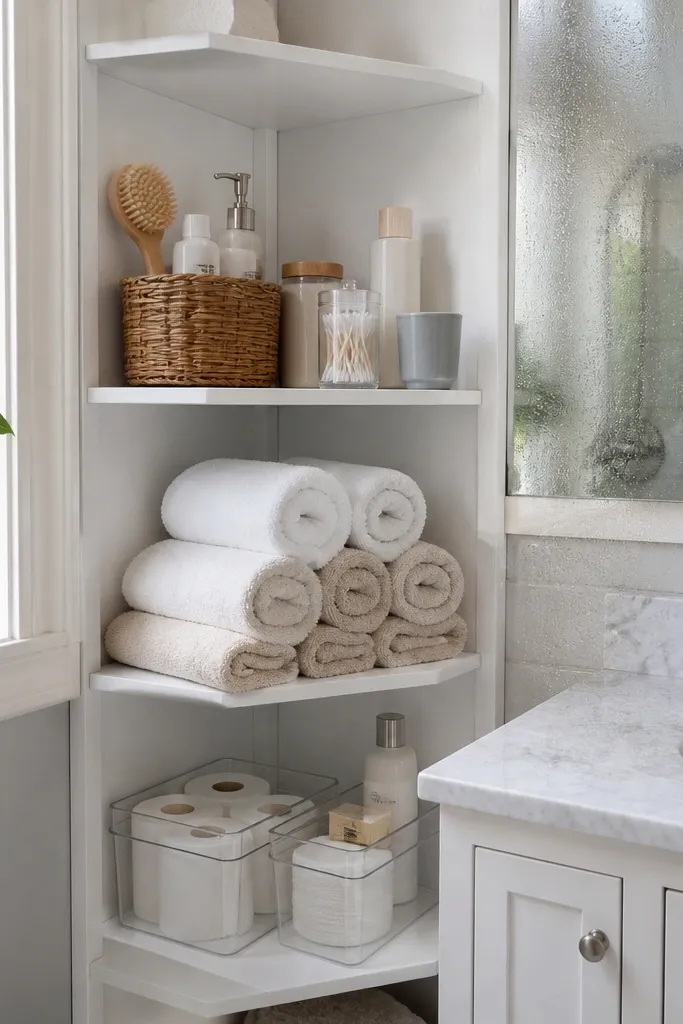 Year-Round Bathroom Corner Shelves for Small Space Storage