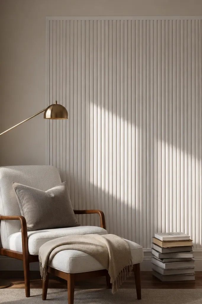 Vertical grooved wall panels with a thin outer border frame