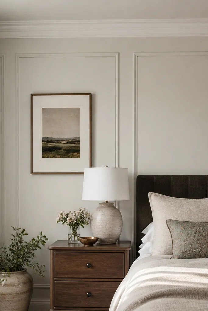 Framed wall panels with a small crown moulding at the top