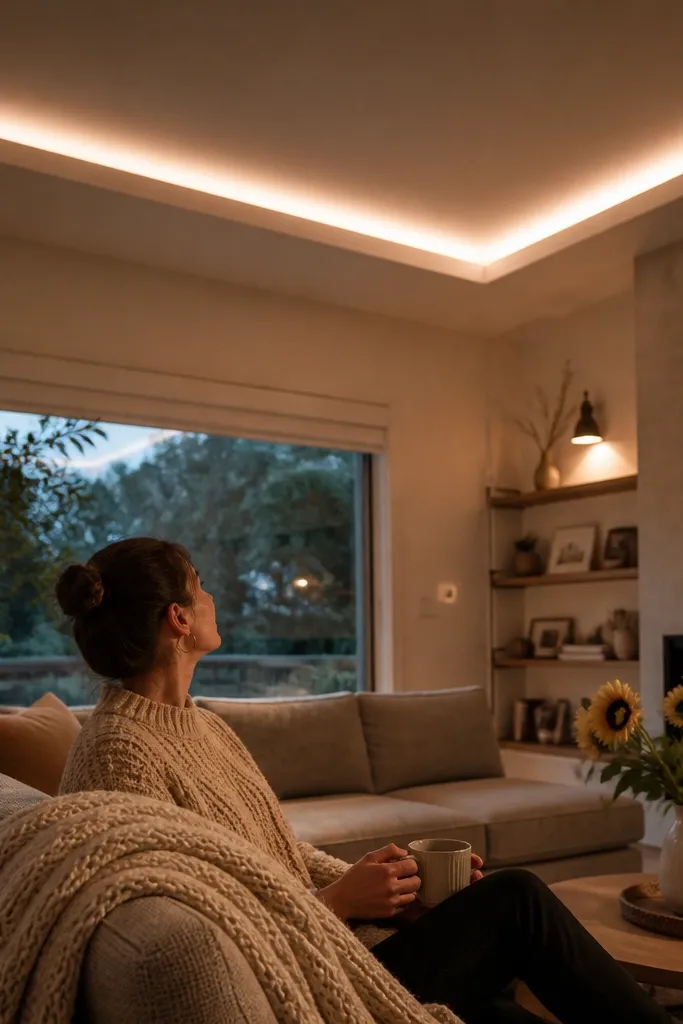 Year-Round False Ceiling Living Room with Hidden Lighting