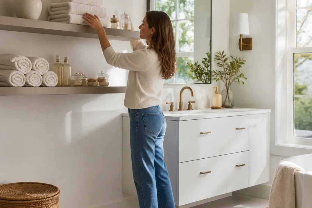 Year-Round Floating Shelves for Bathrooms