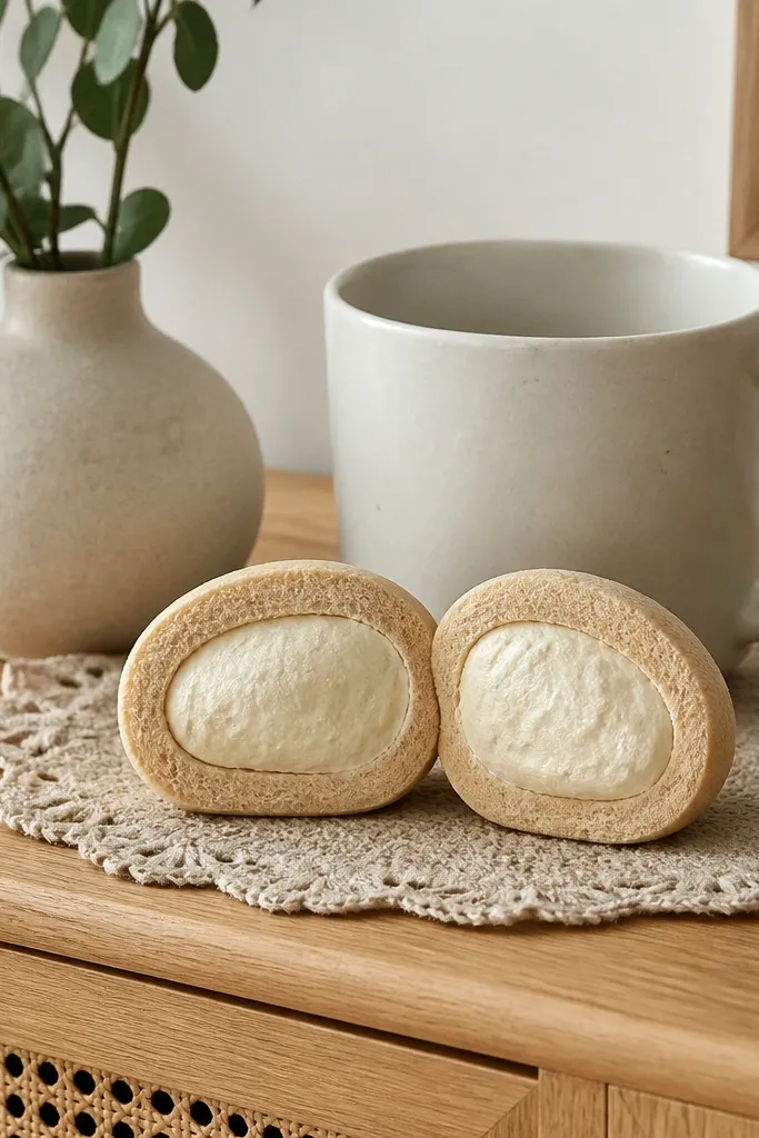 Two pastel macarons with a creamy filling center and crisp outline