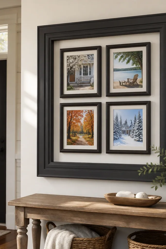One huge outer frame with smaller frames inside, layered look
