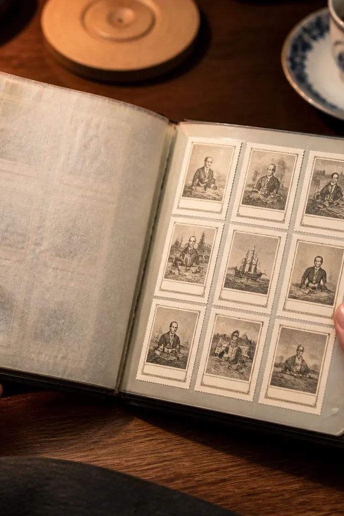 Vintage card-style animal or object icons with numbered captions