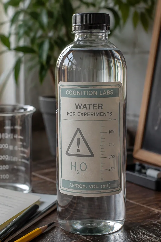 Vintage lab label tags with caution-style icons and numbers