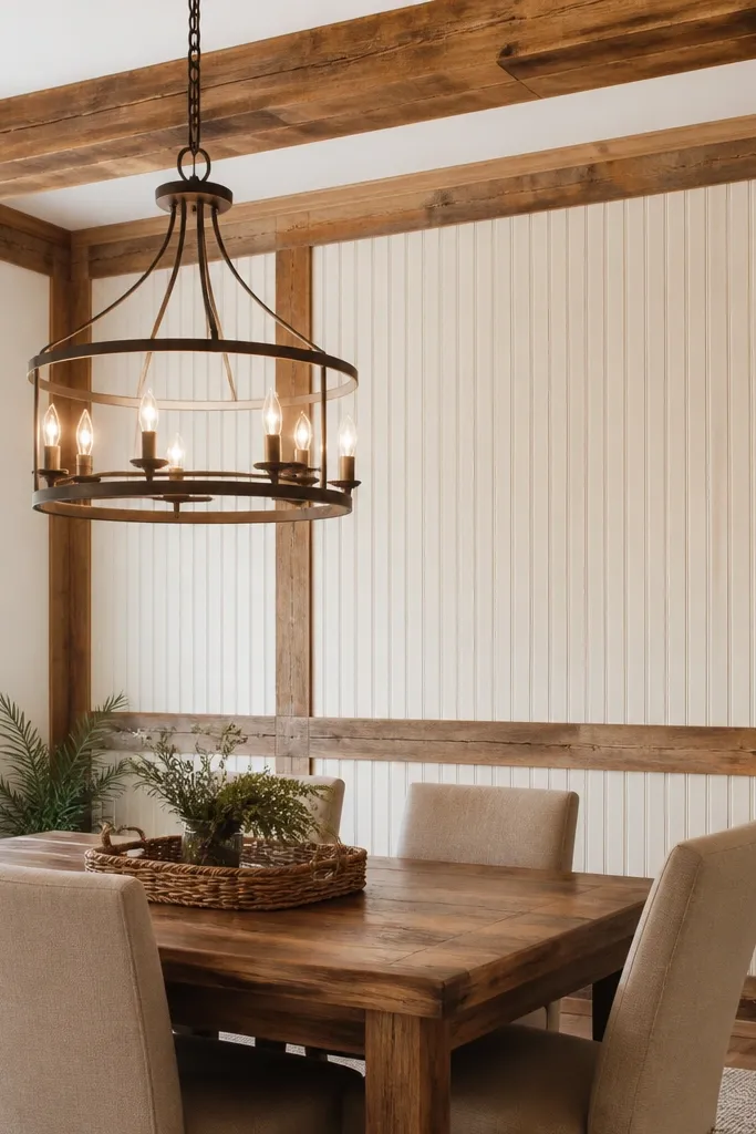 Beadboard center panels surrounded by picture-frame trim