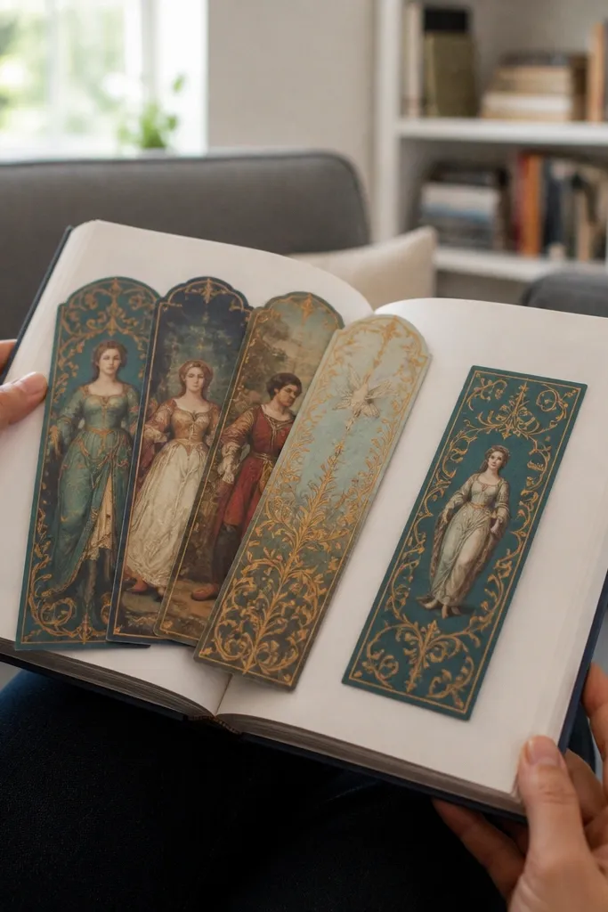 Bookmarks with vintage invitation paper and a clear protective coating