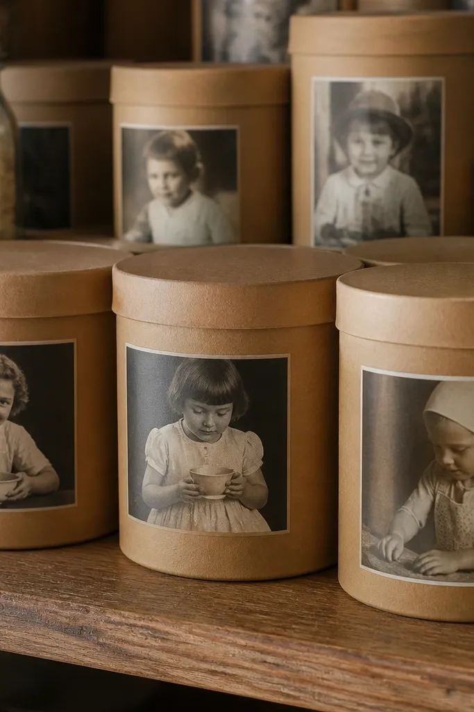 Vintage label stickers sealed on a jar with clean crisp edges